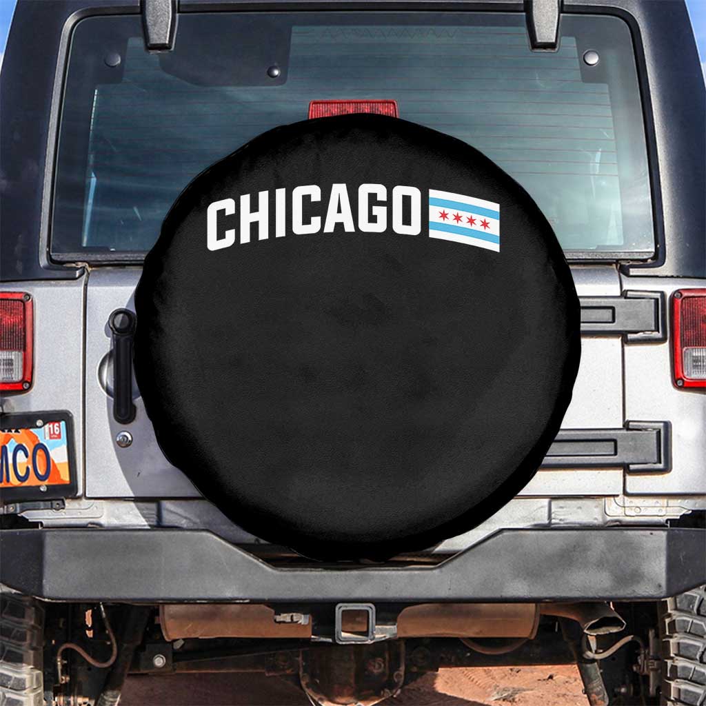 Sweet Chicago Flag Red Six Pointed Stars Spare Tire Cover TS14 No hole Black Print Your Wear