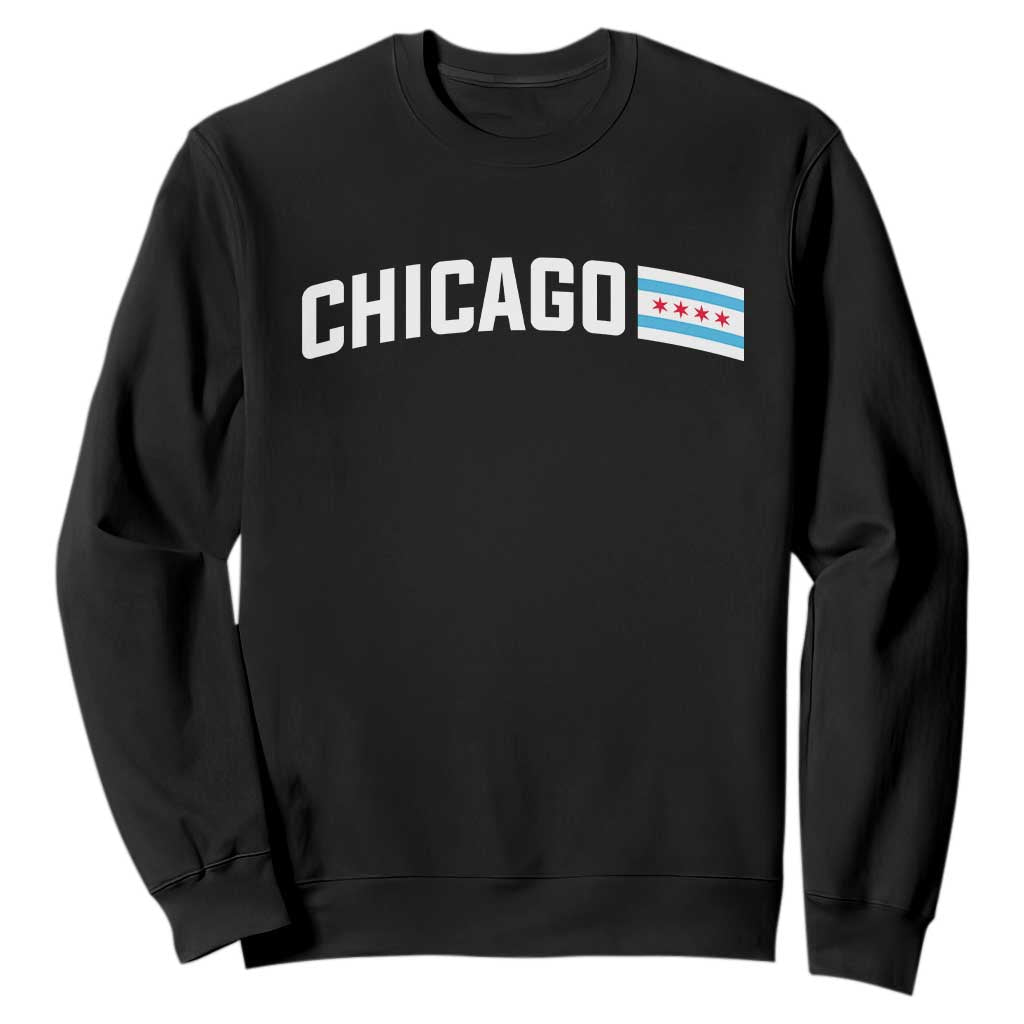 Sweet Chicago Flag Red Six Pointed Stars Sweatshirt TS14 Black Print Your Wear