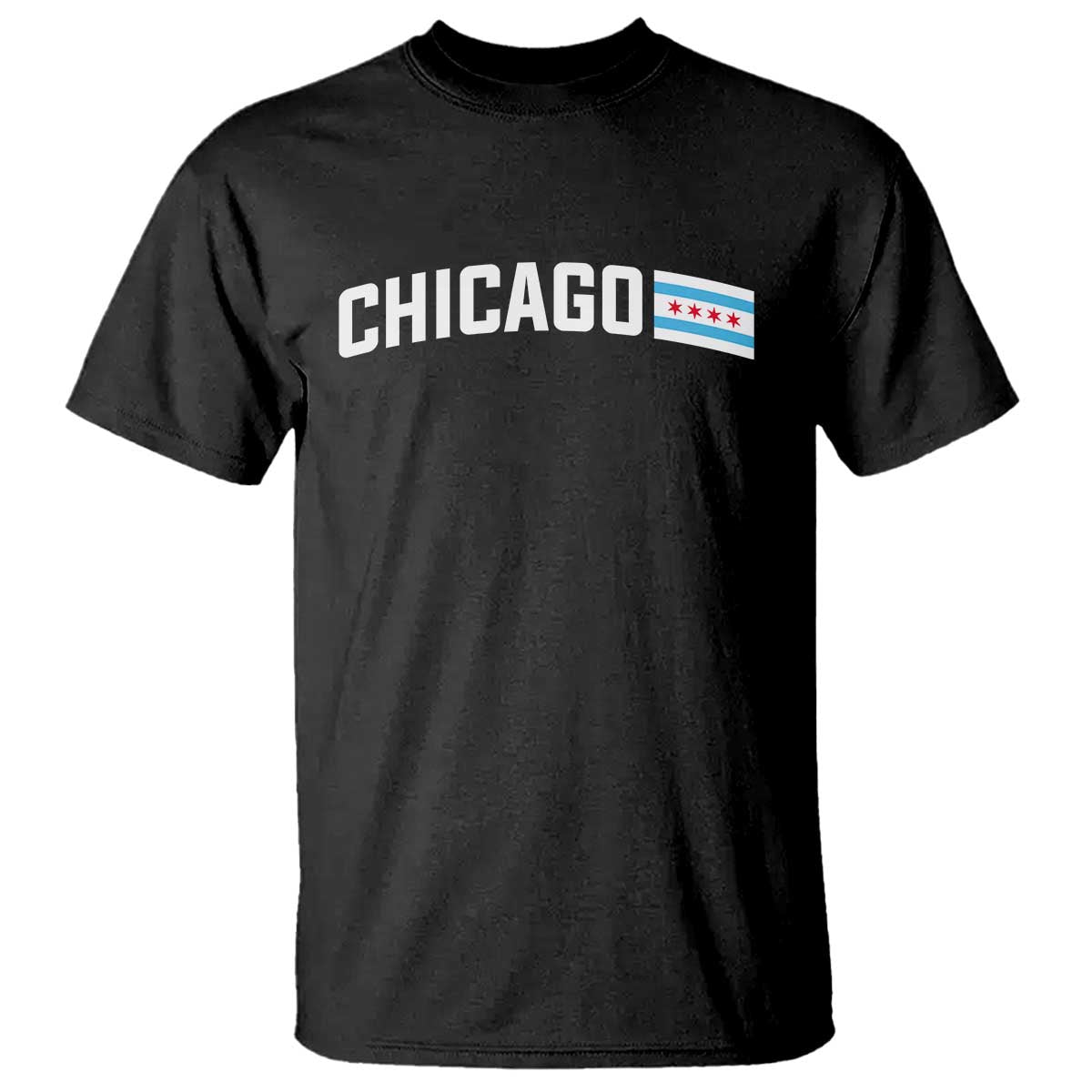 Sweet Chicago Flag Red Six Pointed Stars T Shirt TS14 Black Print Your Wear