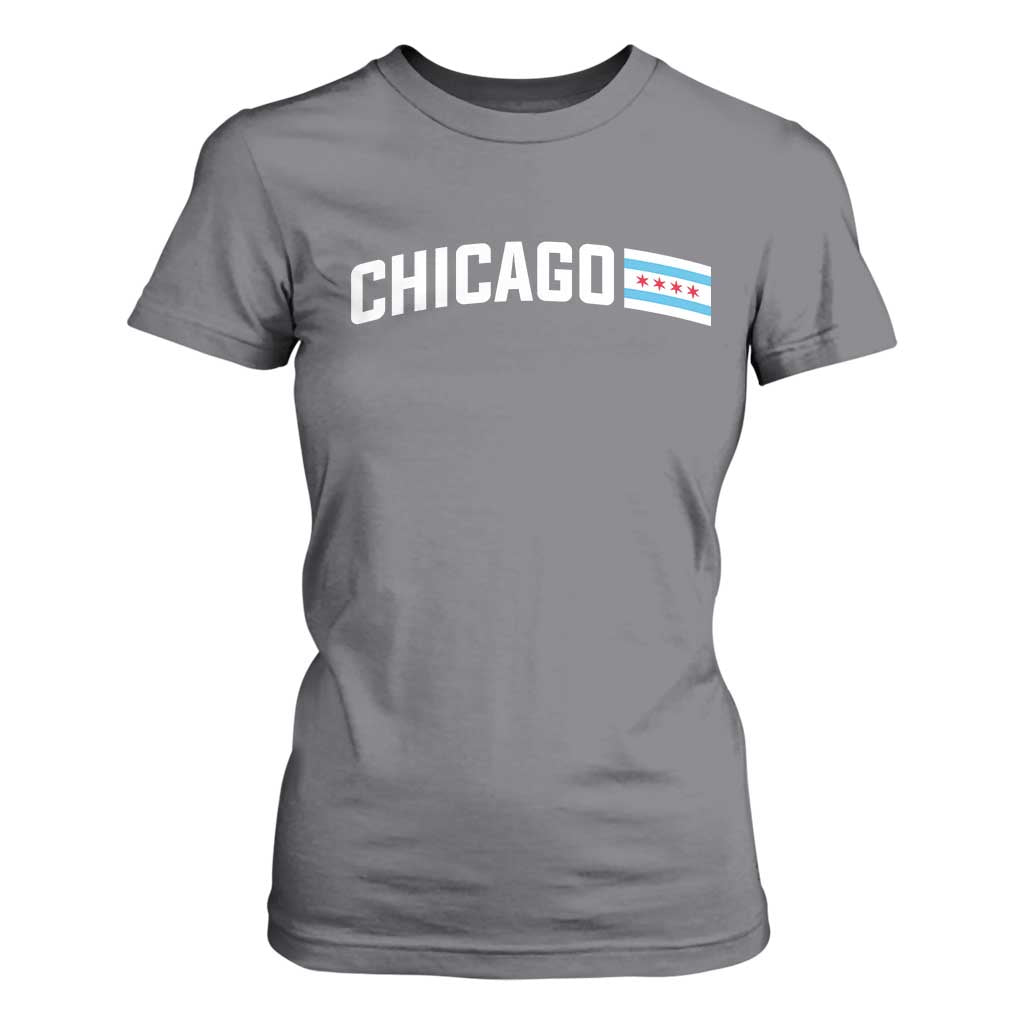 Sweet Chicago Flag Red Six Pointed Stars T Shirt For Women TS14 Charcoal Print Your Wear