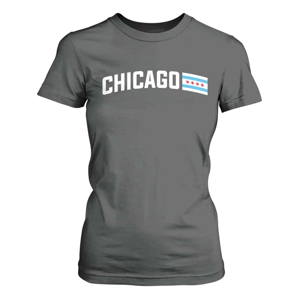 Sweet Chicago Flag Red Six Pointed Stars T Shirt For Women TS14 Dark Heather Print Your Wear