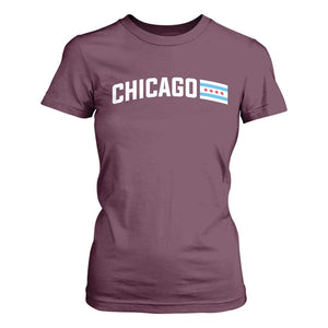 Sweet Chicago Flag Red Six Pointed Stars T Shirt For Women TS14 Maroon Print Your Wear