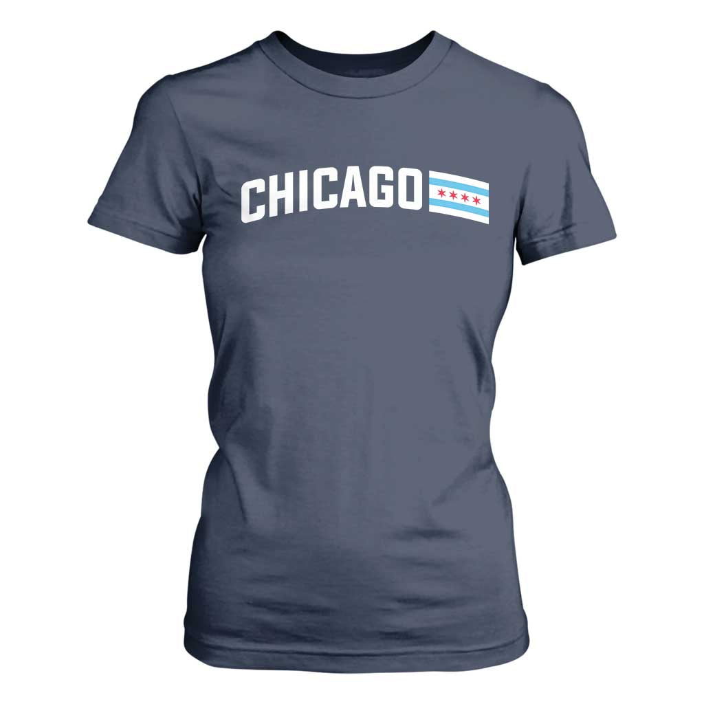 Sweet Chicago Flag Red Six Pointed Stars T Shirt For Women TS14 Navy Print Your Wear