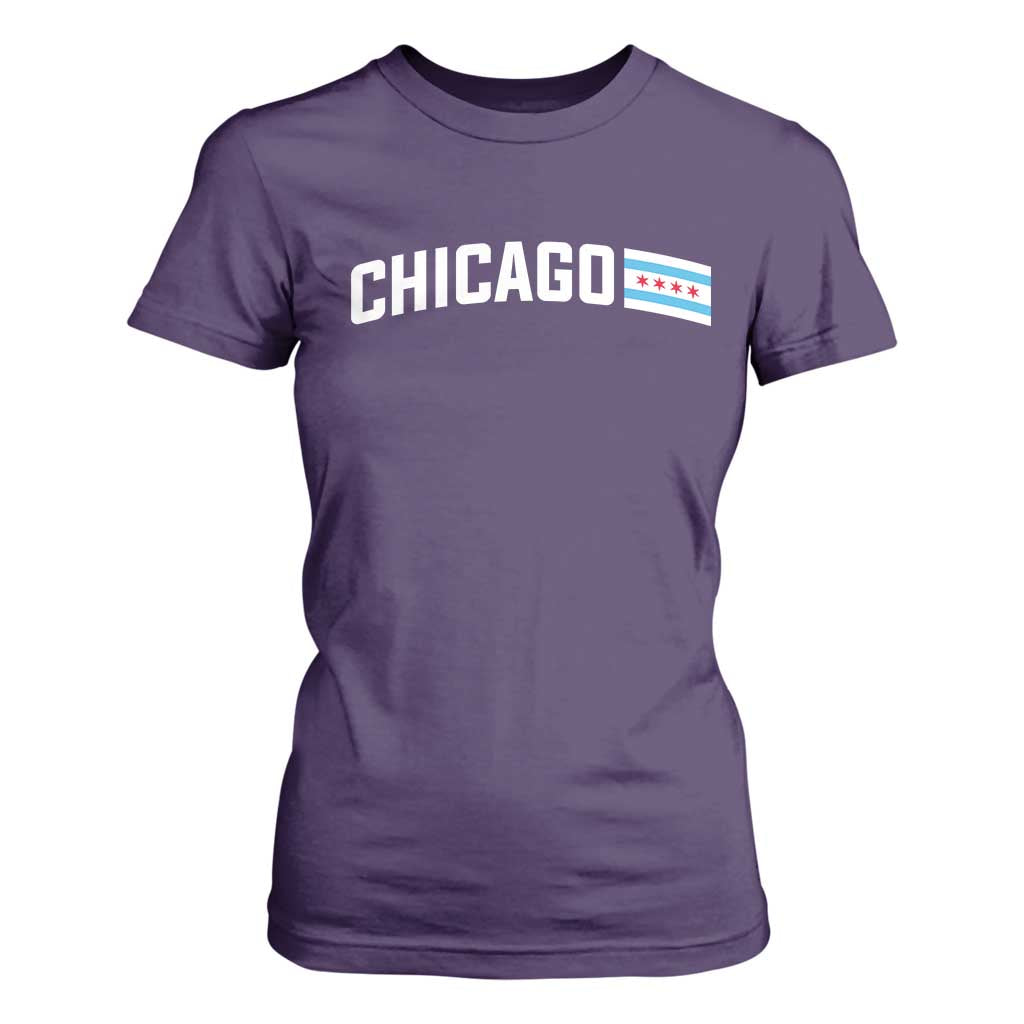 Sweet Chicago Flag Red Six Pointed Stars T Shirt For Women TS14 Purple Print Your Wear
