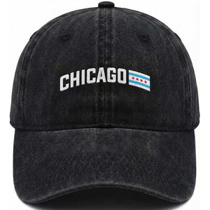 Sweet Chicago Flag Red Six Pointed Stars Washed Cotton Baseball Cap TS14 Print Your Wear
