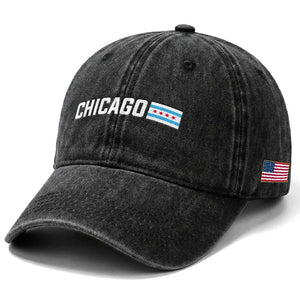 Sweet Chicago Flag Red Six Pointed Stars Washed Cotton Baseball Cap TS14 Print Your Wear