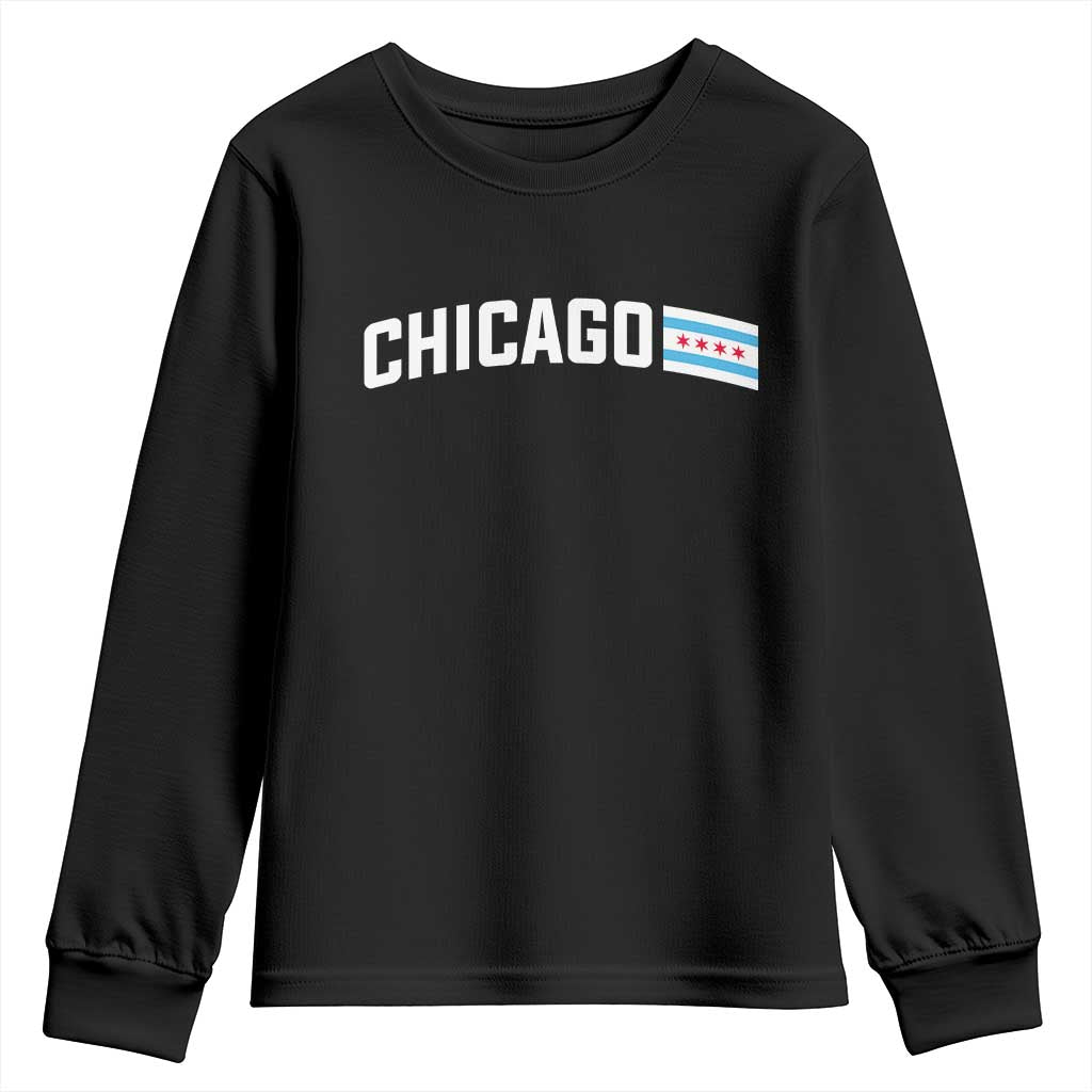 Sweet Chicago Flag Red Six Pointed Stars Youth Sweatshirt TS14 Black Print Your Wear