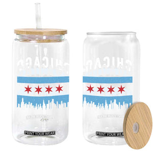 Vintage Chicago City Skyline Flag Glass Can TS14 Print Your Wear