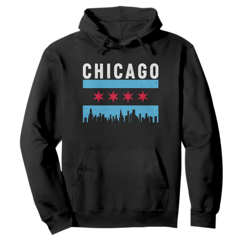 Vintage Chicago City Skyline Flag Hoodie TS14 Black Print Your Wear