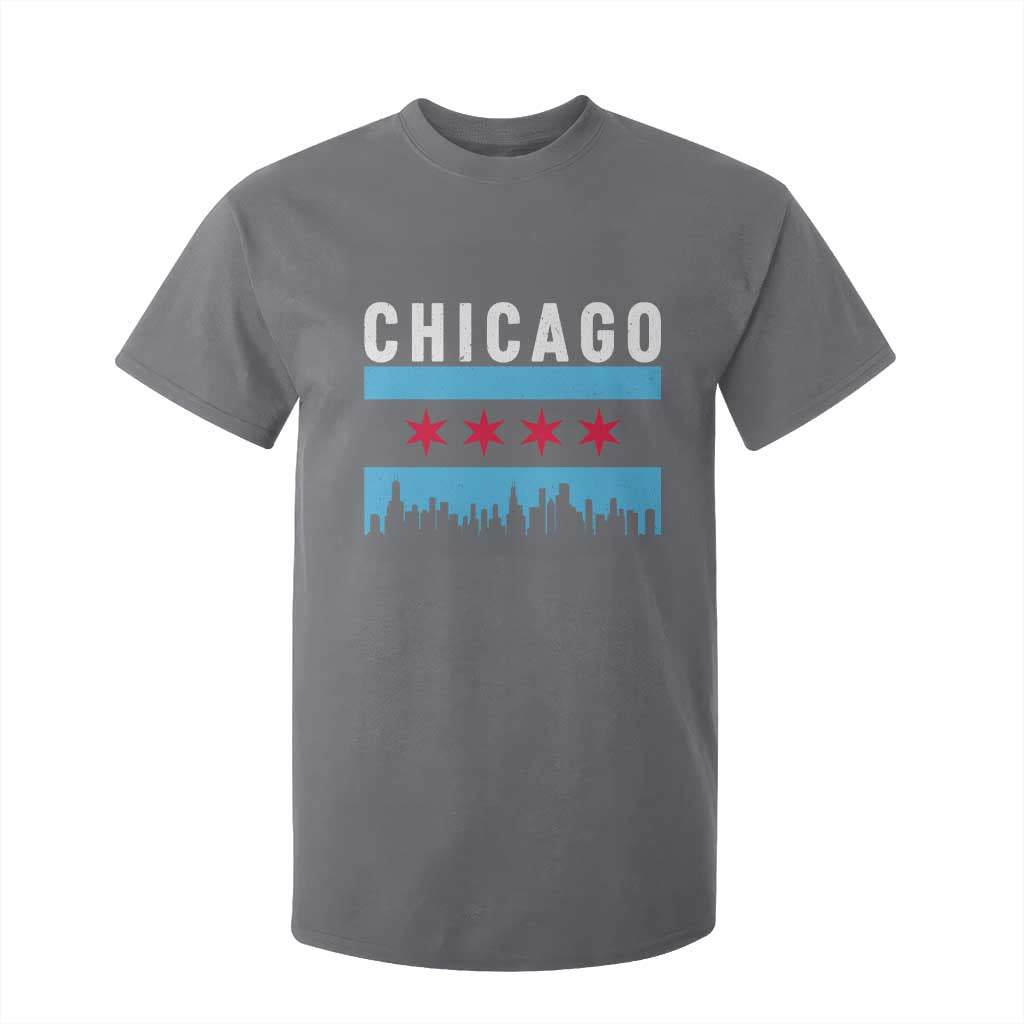 Vintage Chicago City Skyline Flag T Shirt For Kid TS14 Charcoal Print Your Wear