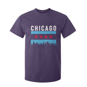 Vintage Chicago City Skyline Flag T Shirt For Kid TS14 Purple Print Your Wear