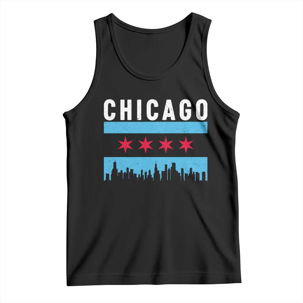 Vintage Chicago City Skyline Flag Tank Top TS14 Black Print Your Wear