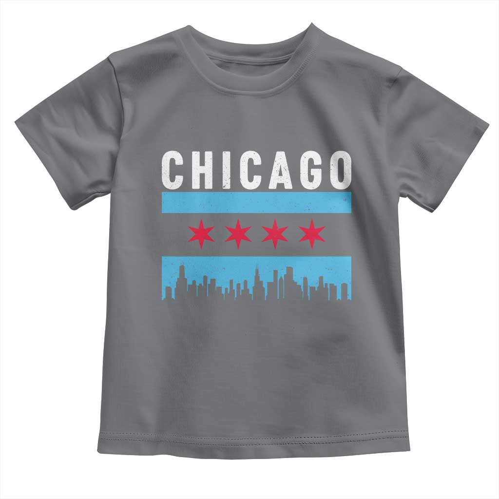 Vintage Chicago City Skyline Flag Toddler T Shirt TS14 Charcoal Print Your Wear