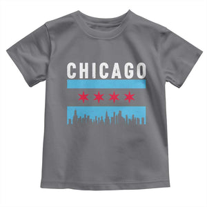 Vintage Chicago City Skyline Flag Toddler T Shirt TS14 Charcoal Print Your Wear