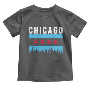 Vintage Chicago City Skyline Flag Toddler T Shirt TS14 Dark Heather Print Your Wear
