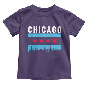 Vintage Chicago City Skyline Flag Toddler T Shirt TS14 Purple Print Your Wear