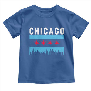 Vintage Chicago City Skyline Flag Toddler T Shirt TS14 Royal Blue Print Your Wear