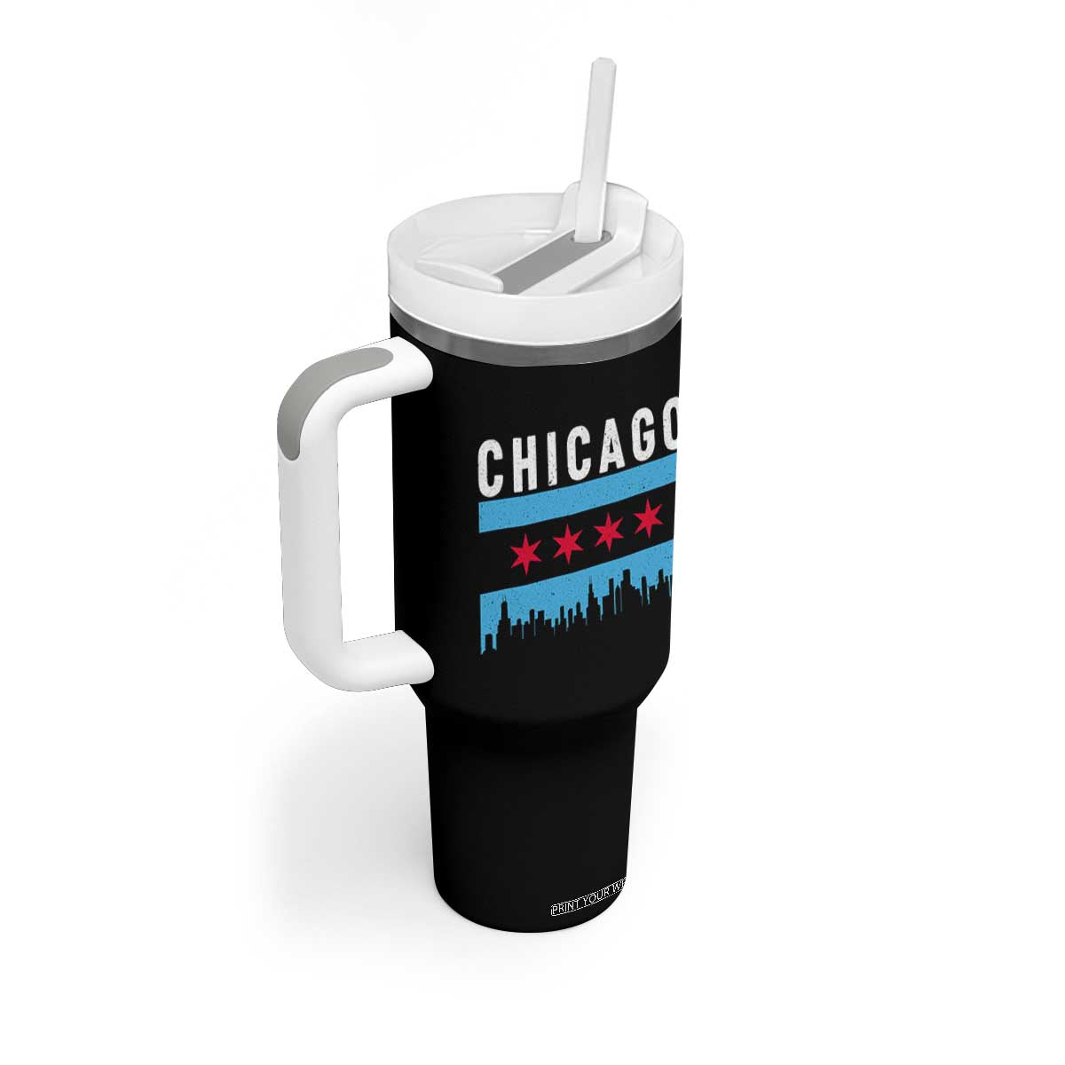 Vintage Chicago City Skyline Flag Tumbler With Handle TS14 Print Your Wear