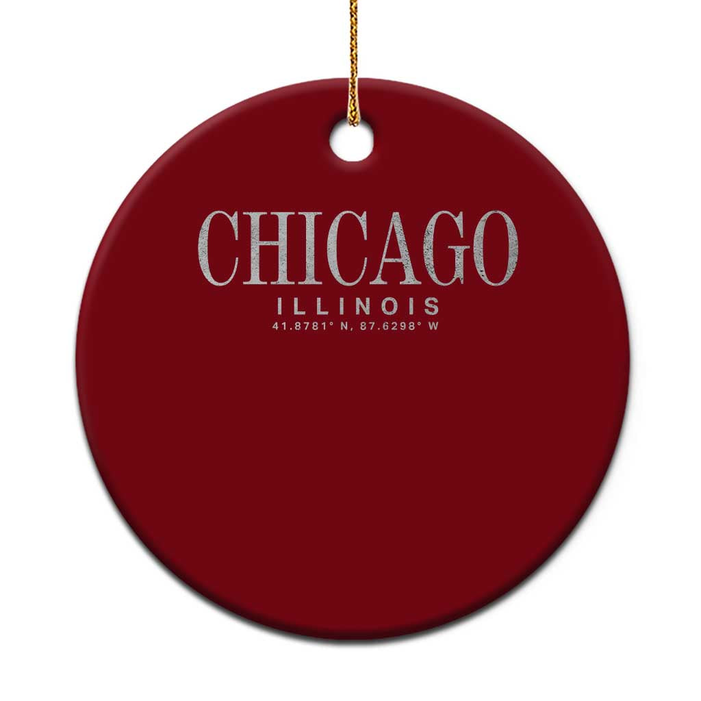Chicago Illinois IL Est 1837 Vintage Travel Souvenir Ceramic Ornament TS14 1pc Red Print Your Wear