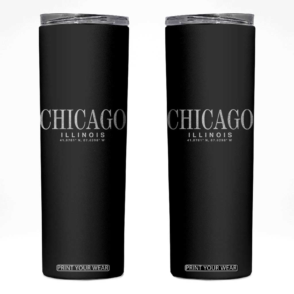 Chicago Illinois IL Est 1837 Vintage Travel Souvenir Skinny Tumbler TS14 Black Print Your Wear