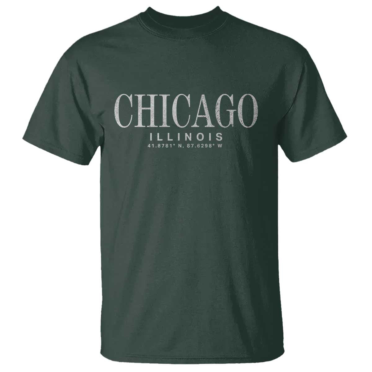 Chicago Illinois IL Est 1837 Vintage Travel Souvenir T Shirt TS14 Dark Forest Green Print Your Wear