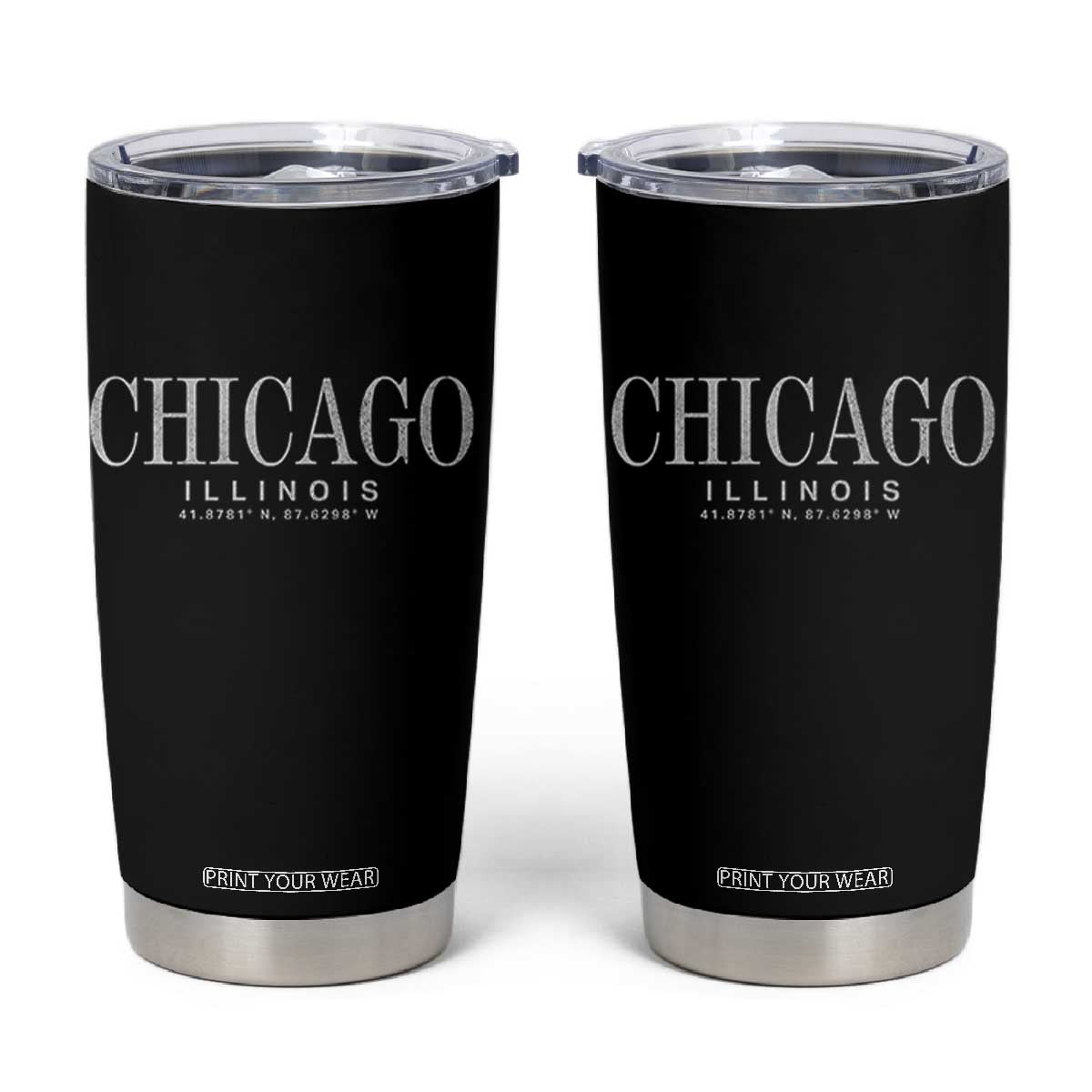 Chicago Illinois IL Est 1837 Vintage Travel Souvenir Tumbler Cup TS14 Black Print Your Wear