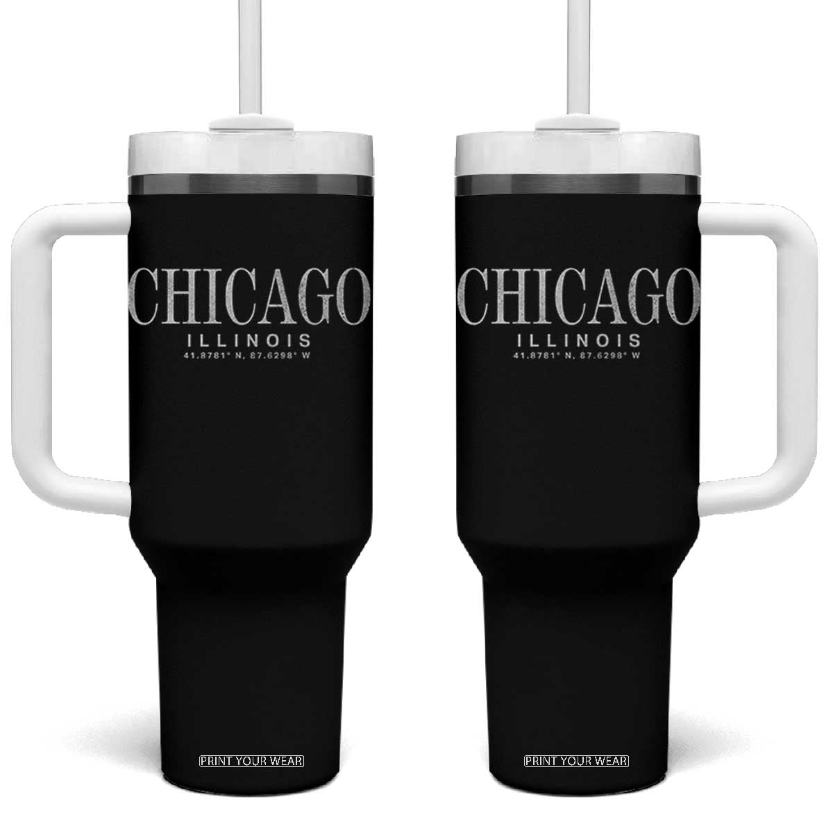 Chicago Illinois IL Est 1837 Vintage Travel Souvenir Tumbler With Handle TS14 One Size: 40 oz Black Print Your Wear