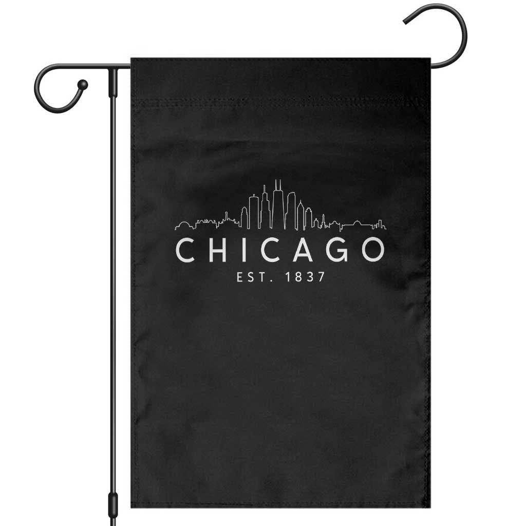 Chicago Downtown Skyline Minimalist Illinois Souvenir Garden Flag TS14 Black Print Your Wear