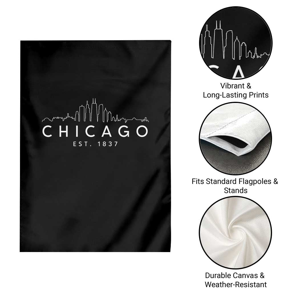 Chicago Downtown Skyline Minimalist Illinois Souvenir Garden Flag TS14 Print Your Wear