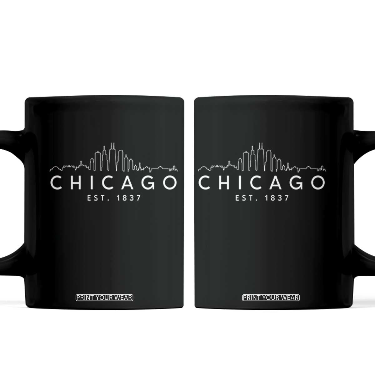 Chicago Downtown Skyline Minimalist Illinois Souvenir Coffee Mug TS14 Black Print Your Wear