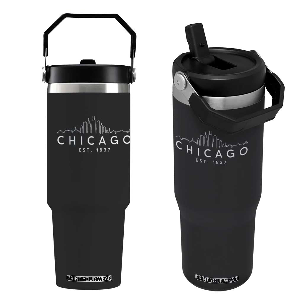 Chicago Downtown Skyline Minimalist Illinois Souvenir Flip Straw Tumbler TS14 One Size: 30 oz Black Print Your Wear