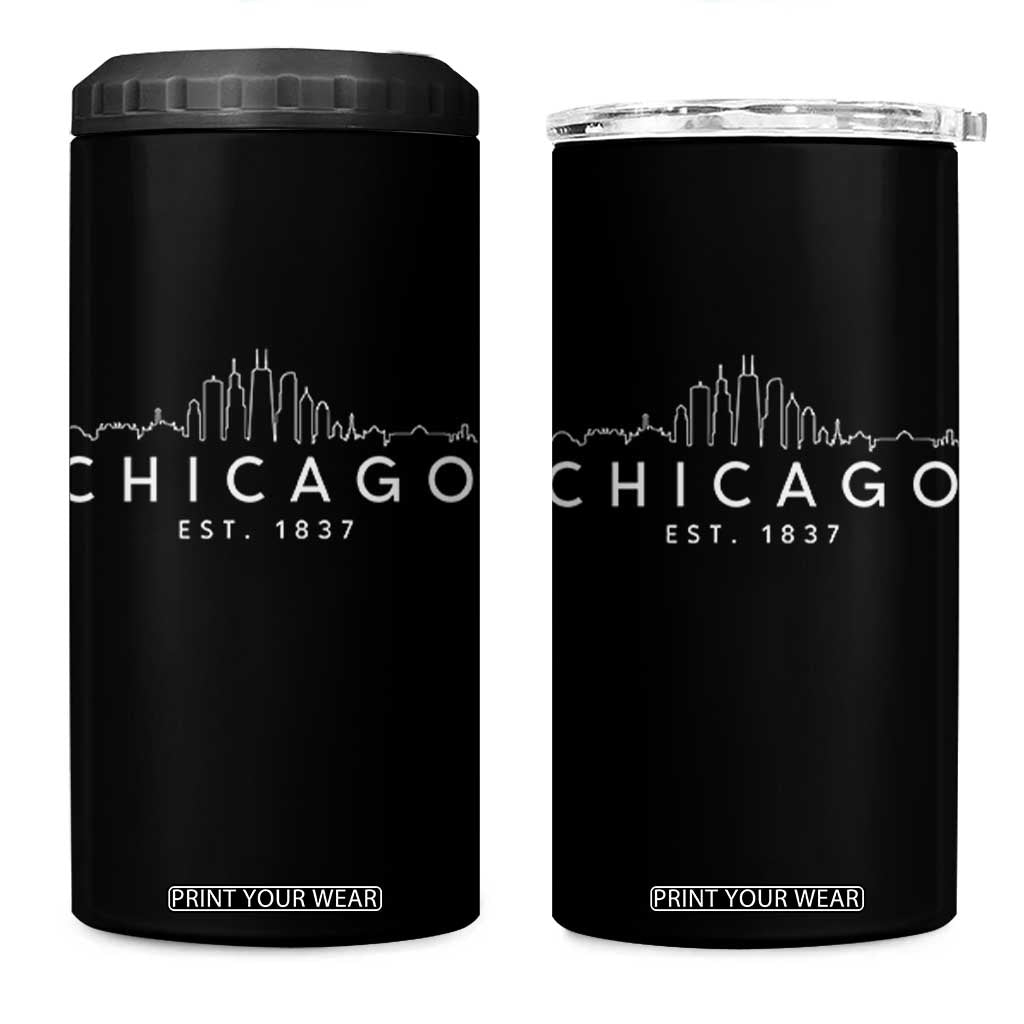Chicago Downtown Skyline Minimalist Illinois Souvenir 4 in 1 Can Cooler Tumbler TS14 One Size: 16 oz Black Print Your Wear