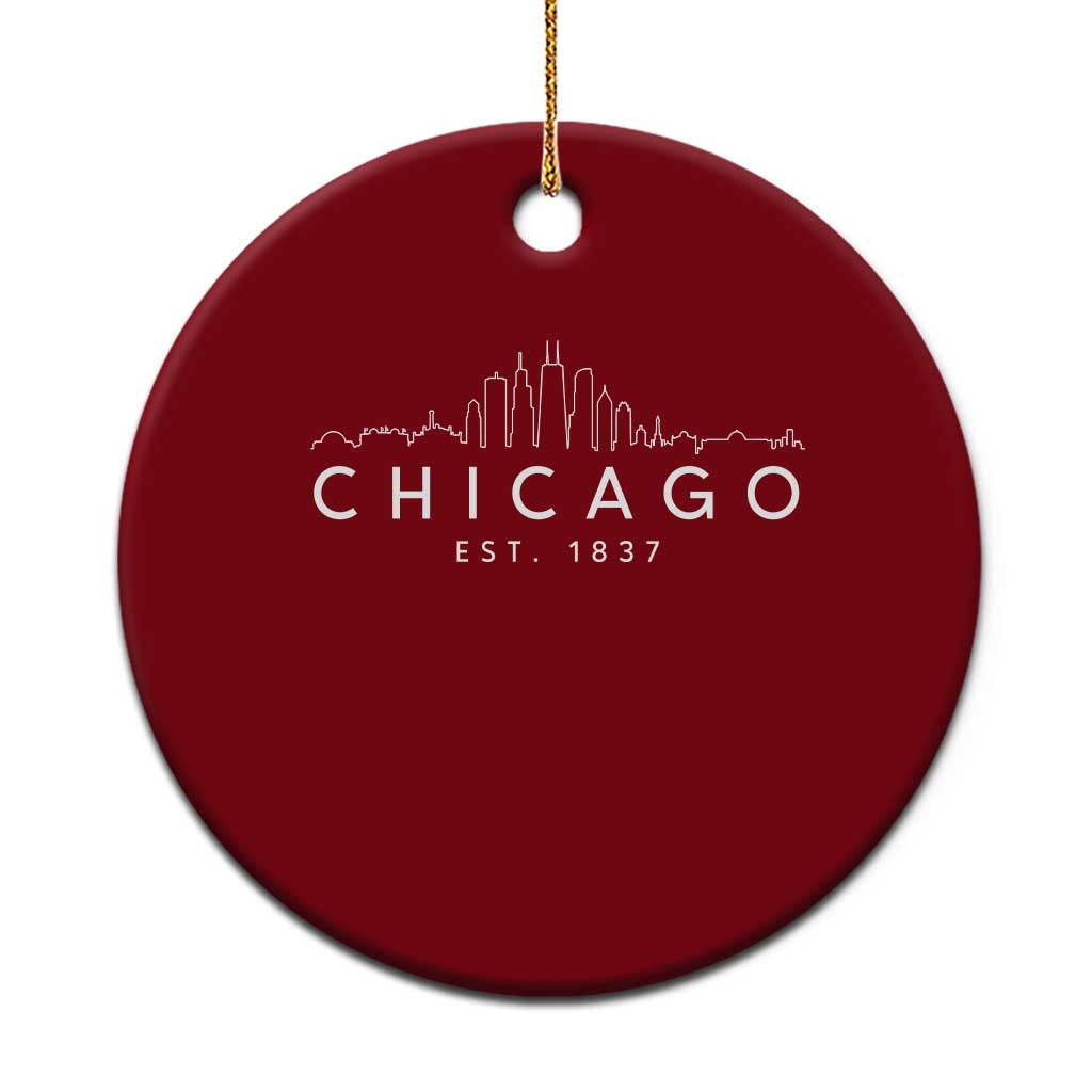 Chicago Downtown Skyline Minimalist Illinois Souvenir Ceramic Ornament TS14 1pc Red Print Your Wear