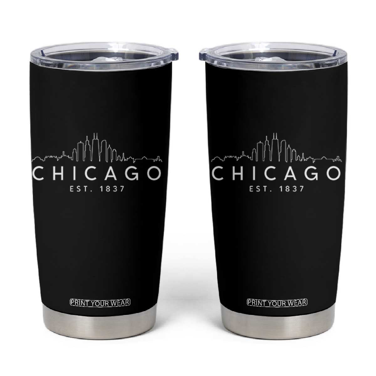 Chicago Downtown Skyline Minimalist Illinois Souvenir Tumbler Cup TS14 Black Print Your Wear