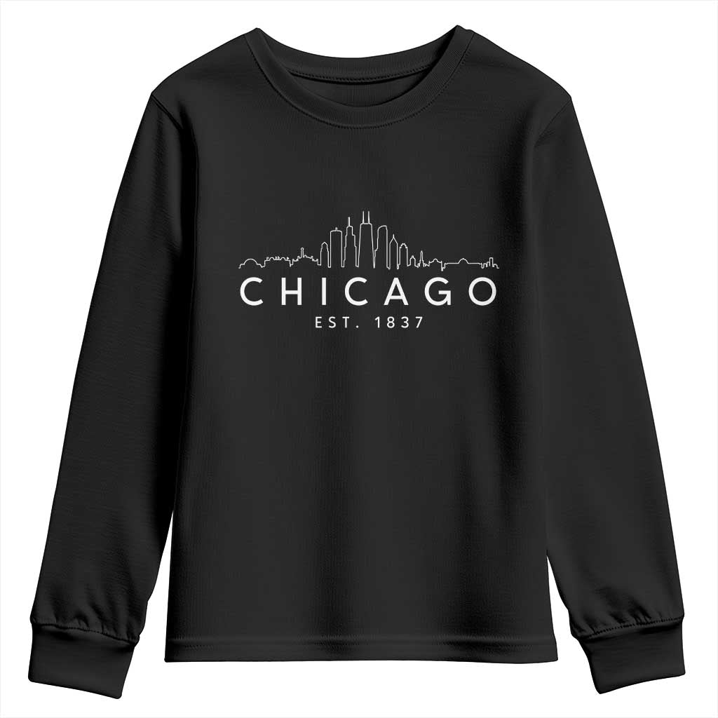 Chicago Downtown Skyline Minimalist Illinois Souvenir Youth Sweatshirt TS14 Black Print Your Wear