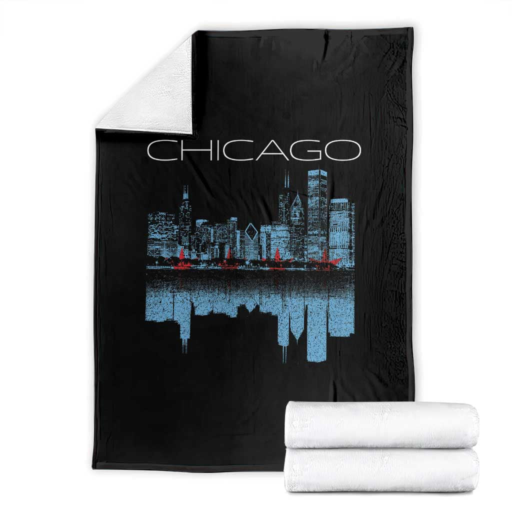 Chicago City Skyline Night Lights Throw Blanket TS14 Black Print Your Wear