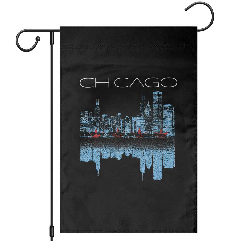 Chicago City Skyline Night Lights Garden Flag TS14 Black Print Your Wear