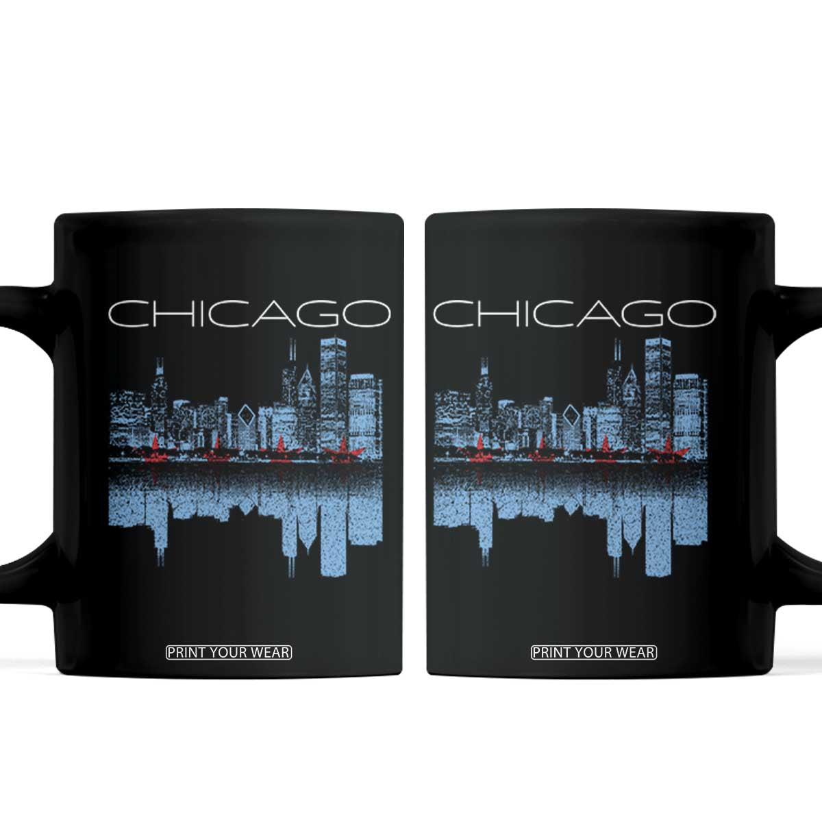 Chicago City Skyline Night Lights Coffee Mug TS14 Black Print Your Wear