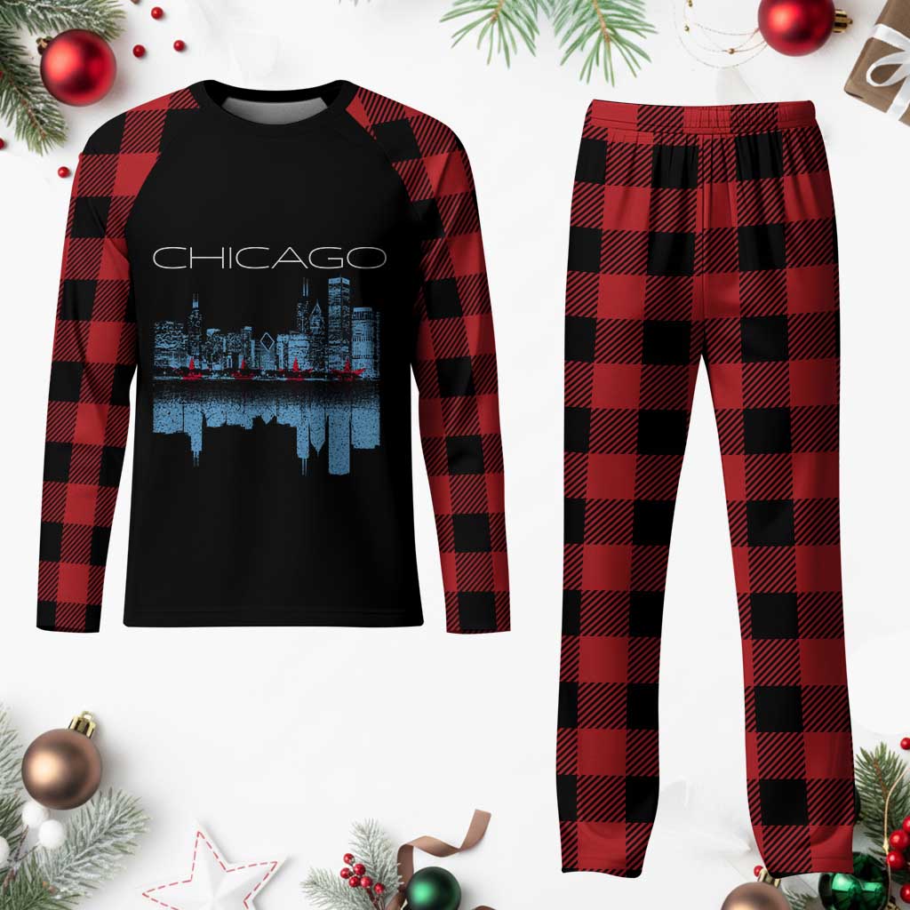 Chicago City Skyline Night Lights Plaid Pajama Set TS14 Buffalo Plaid Print Your Wear