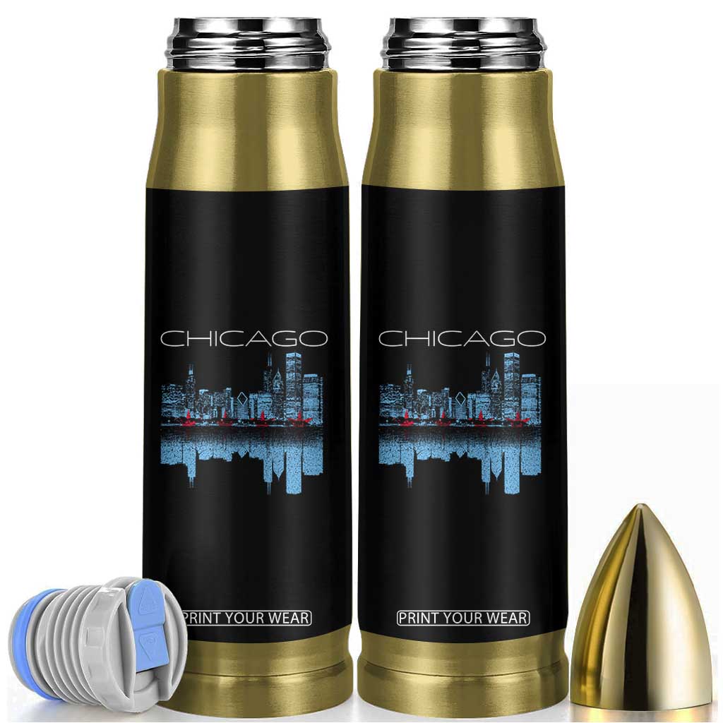 Chicago City Skyline Night Lights Bullet Tumbler TS14 Black Print Your Wear