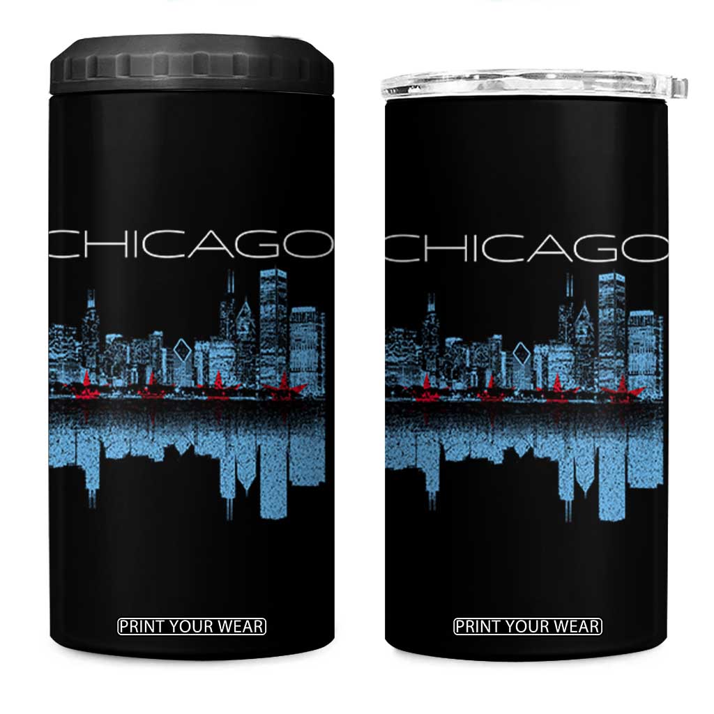 Chicago City Skyline Night Lights 4 in 1 Can Cooler Tumbler TS14 One Size: 16 oz Black Print Your Wear