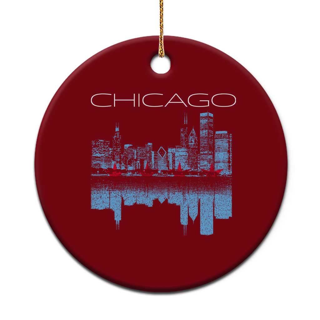 Chicago City Skyline Night Lights Ceramic Ornament TS14 1pc Red Print Your Wear