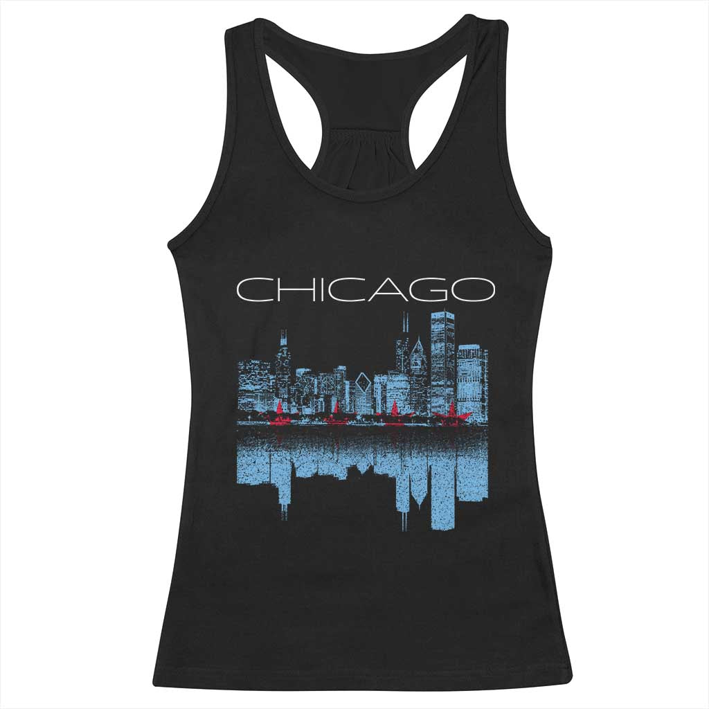 Chicago City Skyline Night Lights Racerback Tank Top TS14 Black Print Your Wear