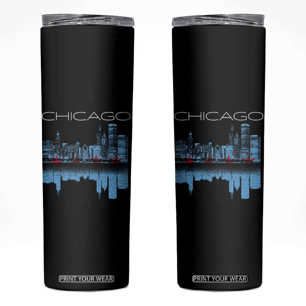 Chicago City Skyline Night Lights Skinny Tumbler TS14 Black Print Your Wear
