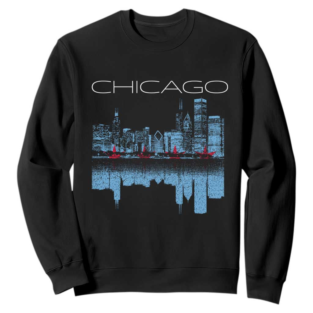 Chicago City Skyline Night Lights Sweatshirt TS14 Black Print Your Wear