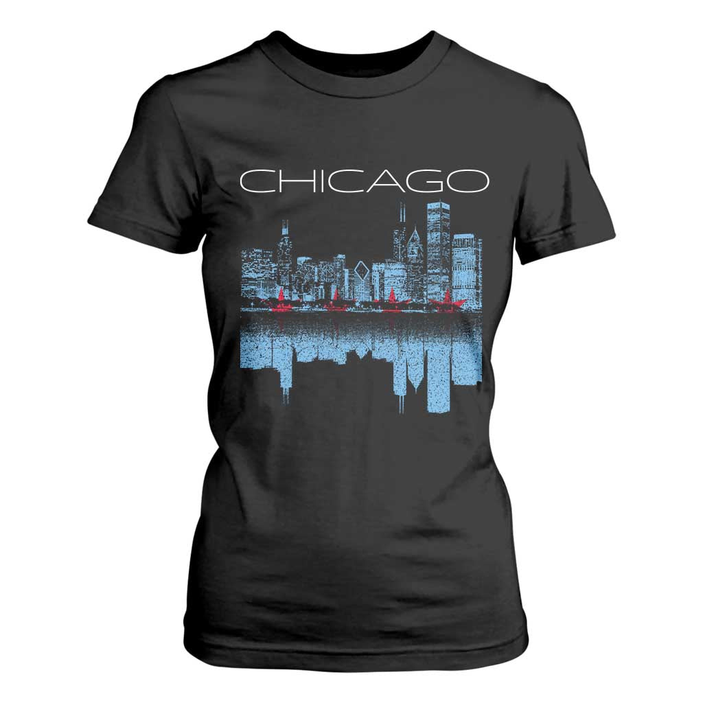 Chicago City Skyline Night Lights T Shirt For Women TS14 Black Print Your Wear