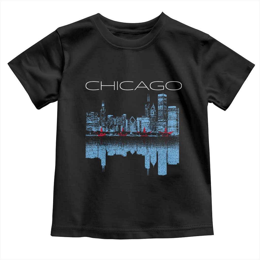 Chicago City Skyline Night Lights Toddler T Shirt TS14 Black Print Your Wear