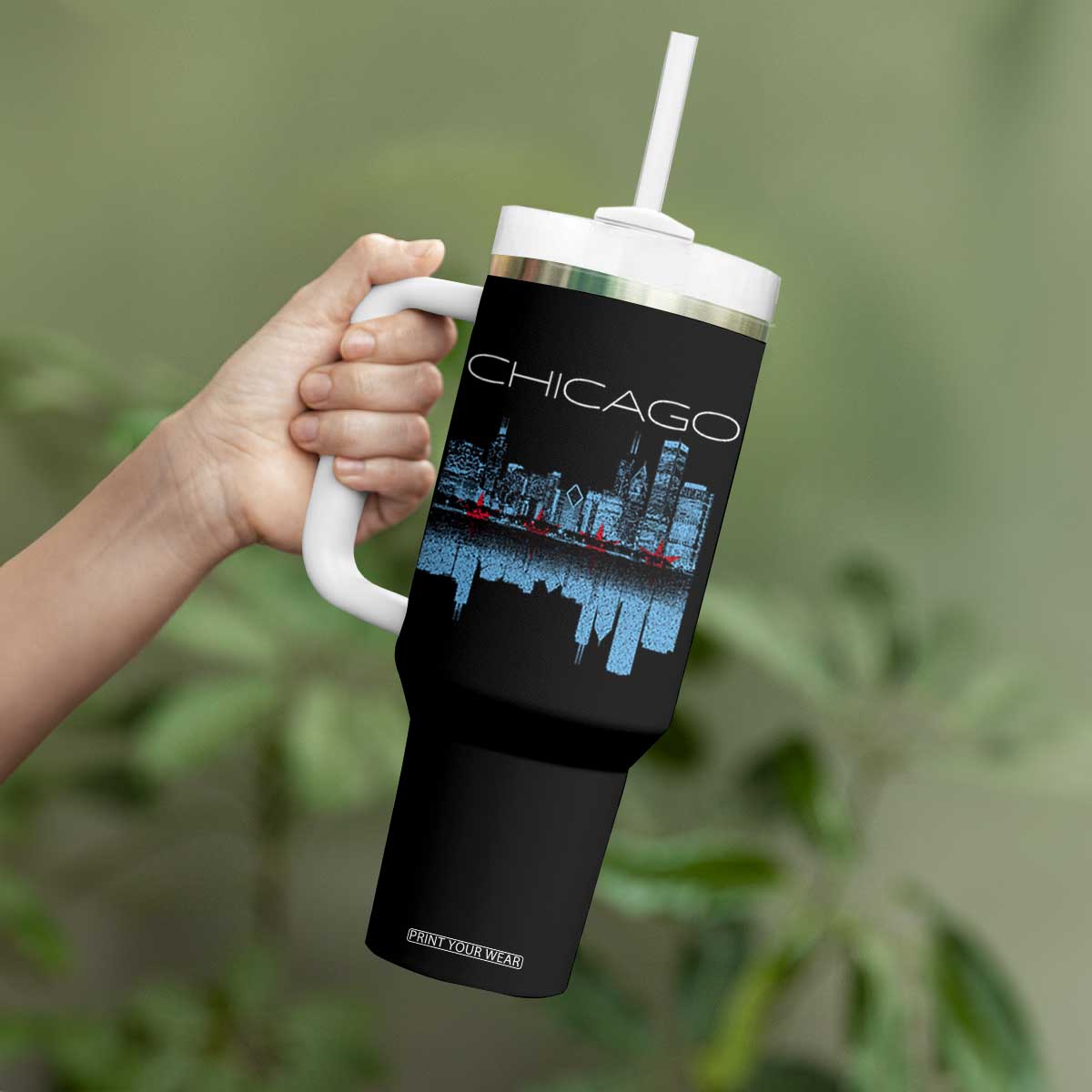 Chicago City Skyline Night Lights Tumbler With Handle TS14 Print Your Wear