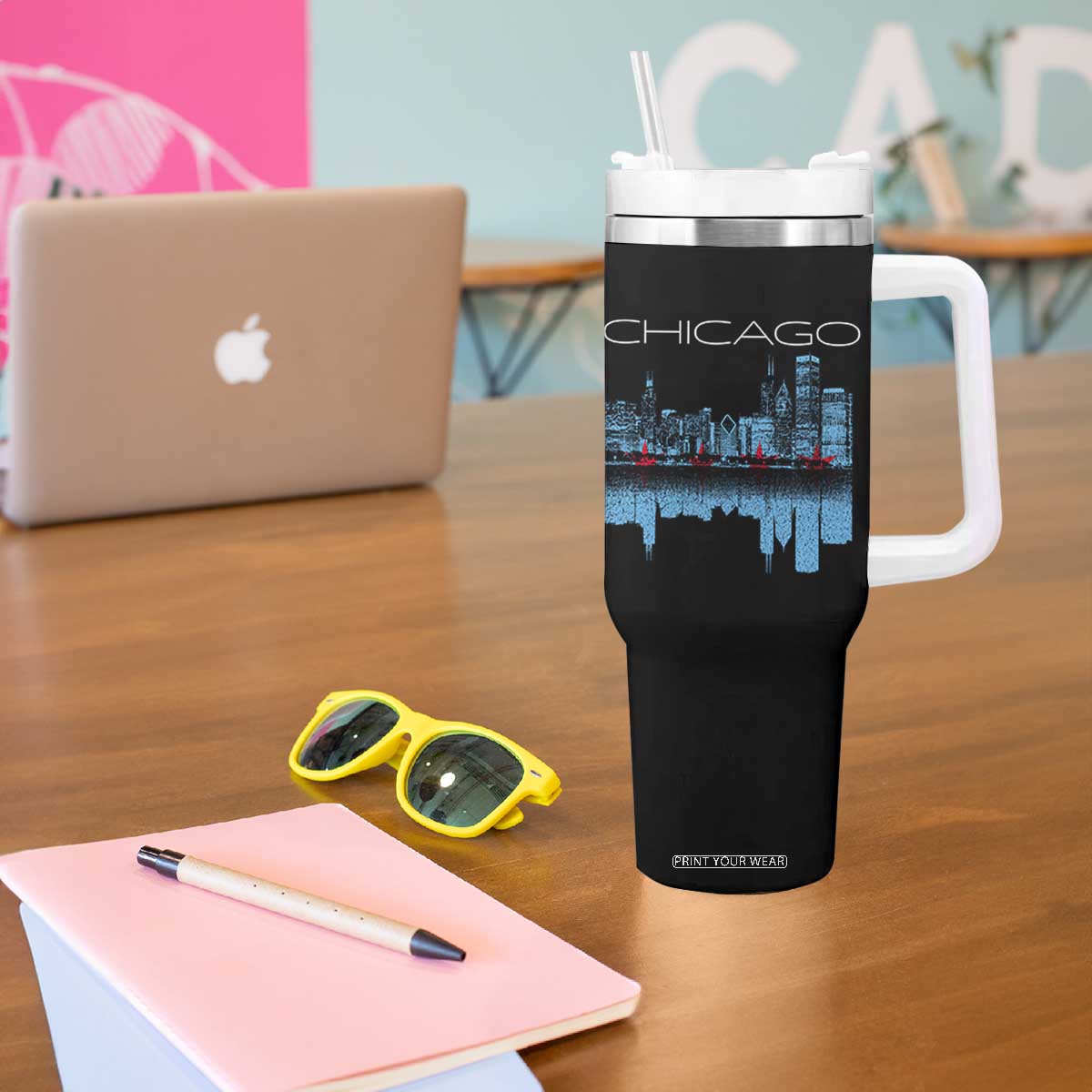 Chicago City Skyline Night Lights Tumbler With Handle TS14 Print Your Wear
