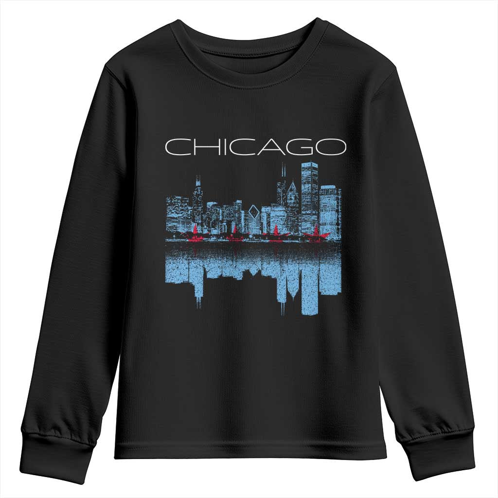 Chicago City Skyline Night Lights Youth Sweatshirt TS14 Black Print Your Wear